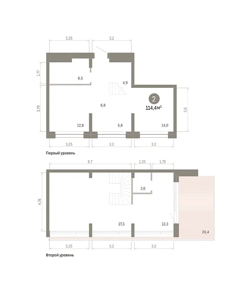Количество комнат: 2,  114.35 кв.м.