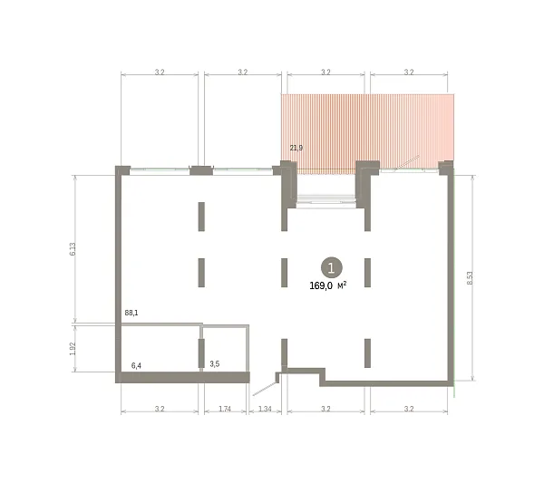 Количество комнат: 1,  168.96 кв.м.