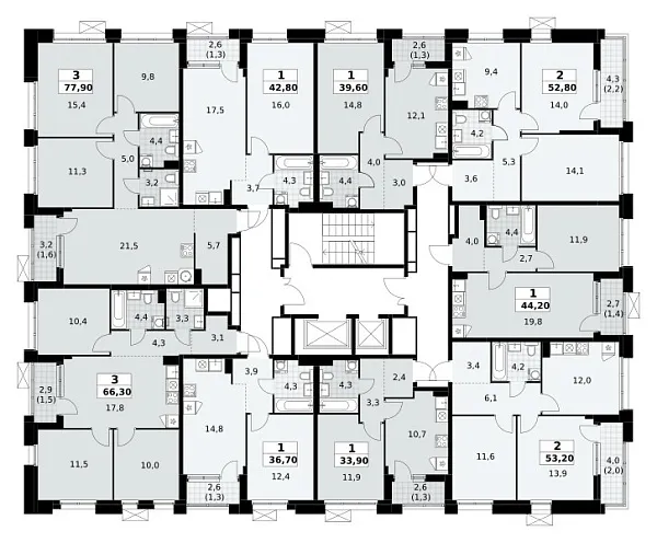 Количество комнат: 3,  77.9 кв.м.