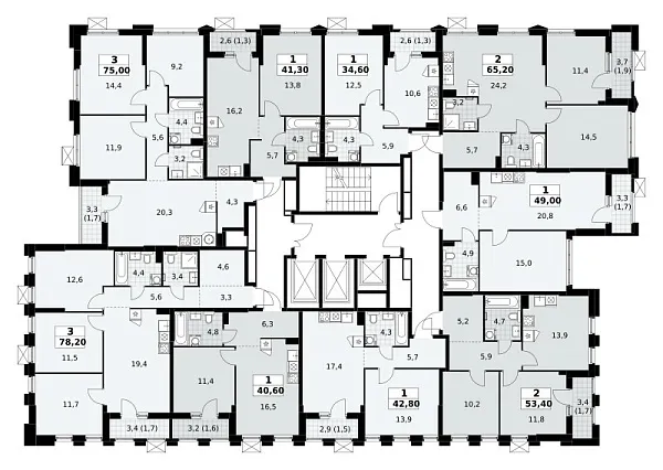 Количество комнат: 2,  65.2 кв.м.