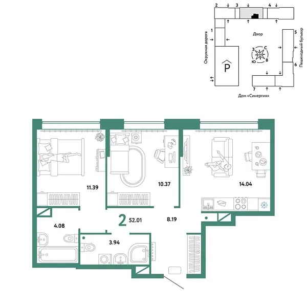 Новая 
  м² на / этаже в ЖК «» в городе Тюмень 