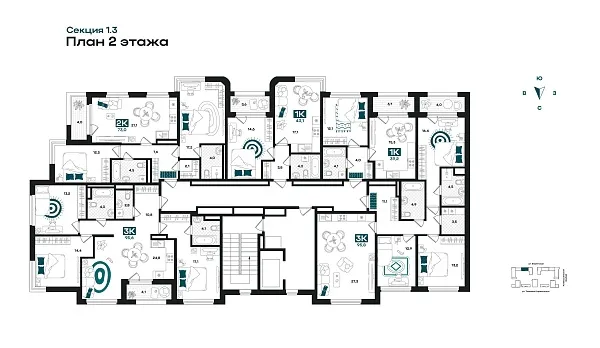 Количество комнат: 3,  95.6 кв.м.