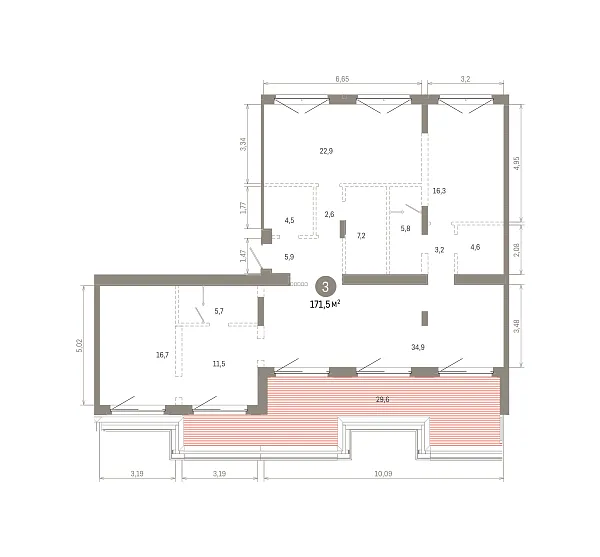 Количество комнат: 3,  171.45 кв.м.
