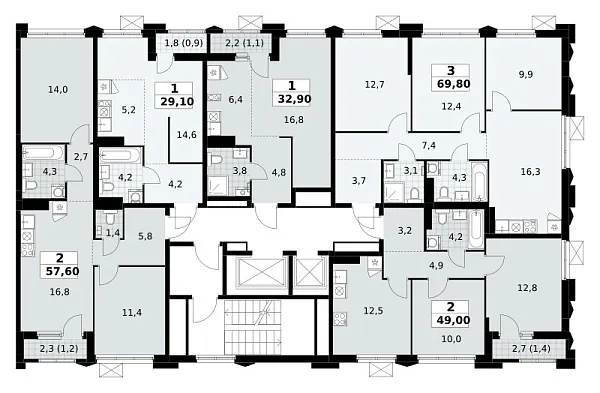 Количество комнат: 1,  32.9 кв.м.