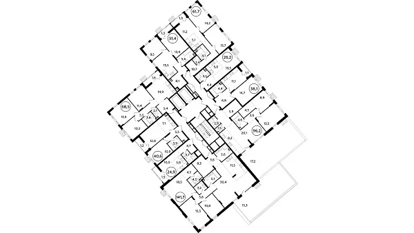 Количество комнат: 3,  95.3 кв.м.