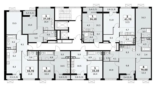 Количество комнат: 3,  59.7 кв.м.