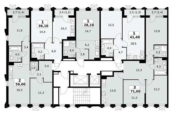 Количество комнат: 3,  71.6 кв.м.