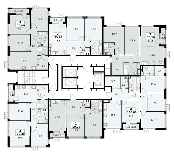 Количество комнат: 3,  75.2 кв.м.