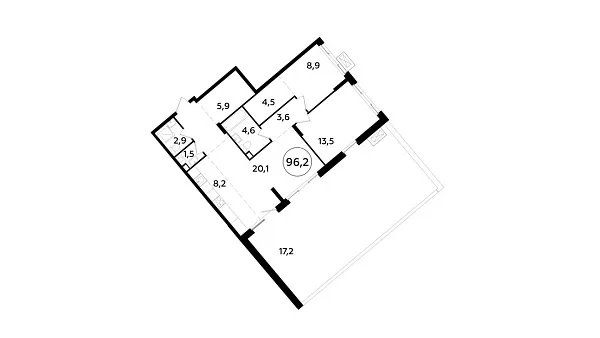 Новая 3-к квартира
 95.3 м² на 3/18 этаже в ЖК «Прокшино» в городе Тюмень 