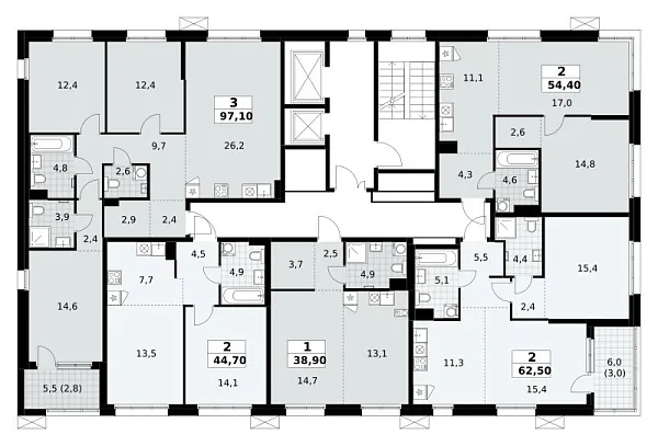 Количество комнат: 3,  97.1 кв.м.