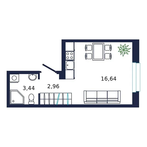 Новая квартира-студия
 22.6 м² на 19/19 этаже в ЖК «Норден» в городе Тюмень 