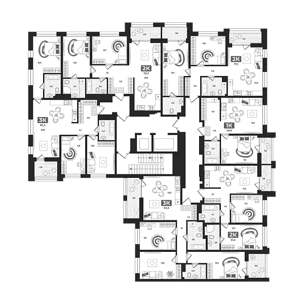 Количество комнат: 2,  68.1 кв.м.