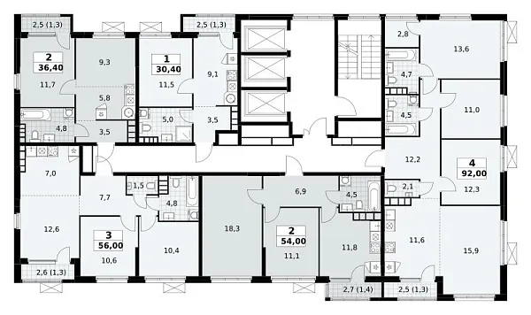 Количество комнат: 4,  92 кв.м.