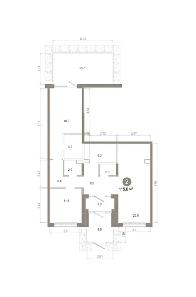 Количество комнат: 2,  115.04 кв.м.