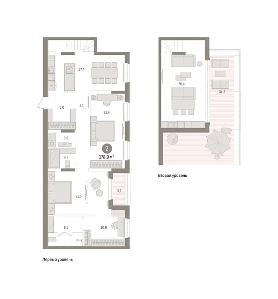 Новая 2-к квартира
 178.93 м² на 7/7 этаже в ЖК «Кварталы «На Минской»» в городе Тюмень 