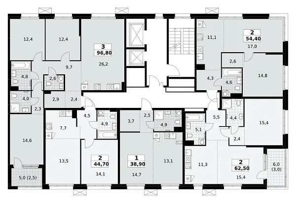 Количество комнат: 3,  96.8 кв.м.