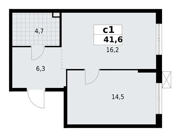 Новая 1-к квартира
 41.65 м² на 2/13 этаже в ЖК «А101 Лаголово» в городе Тюмень 