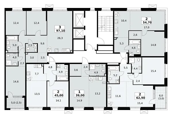 Количество комнат: 3,  97.1 кв.м.
