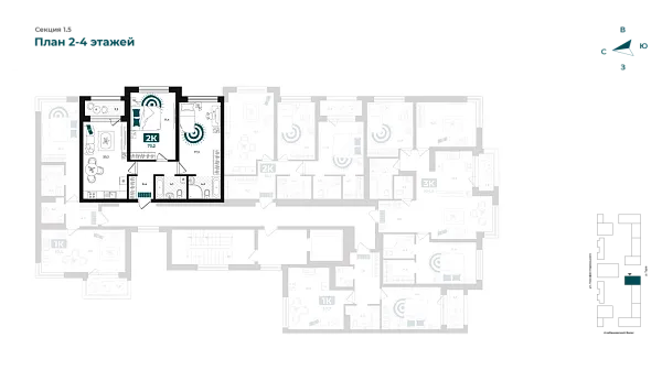 Количество комнат: 2,  73.2 кв.м.