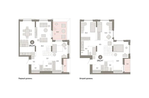 Новая 4-к квартира
 177.45 м² на 15/16 этаже в ЖК «Зарека» в городе Тюмень 
