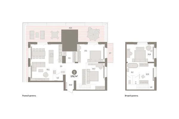 Новая 3-к квартира
 179.68 м² на 8/8 этаже в ЖК «Кварталы «На Минской»» в городе Тюмень 