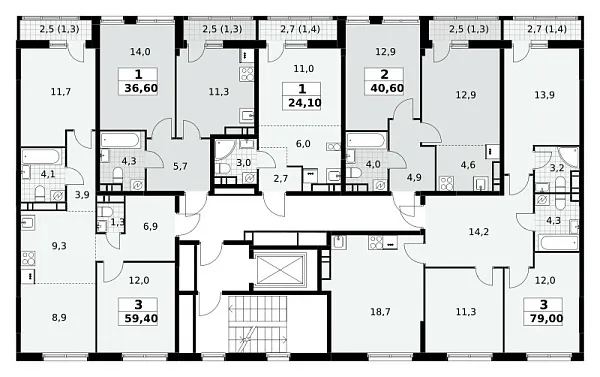 Количество комнат: 2,  40.6 кв.м.