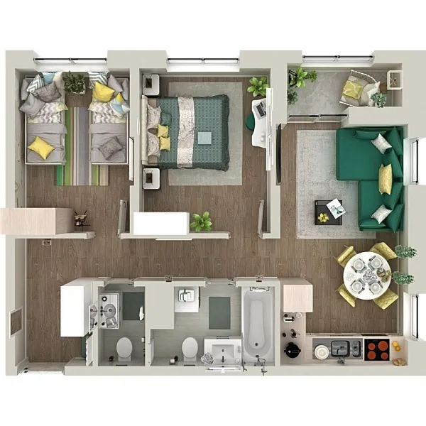 Новая 2-к квартира
 57.84 м² на 13/19 этаже в ЖК «Гранд Квартал» в городе Тюмень 