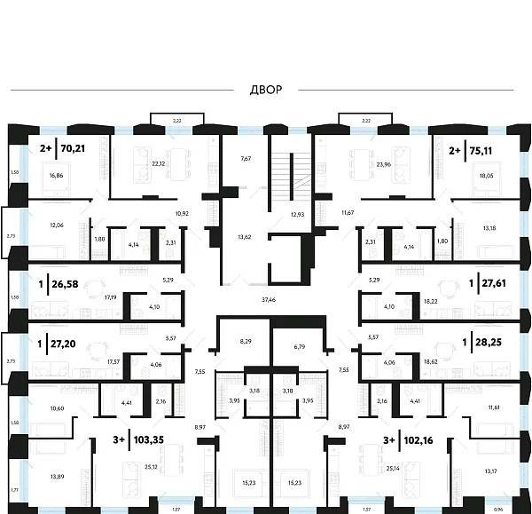 Количество комнат: 4,  102.16 кв.м.