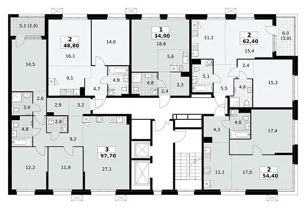 Количество комнат: 3,  97.7 кв.м.