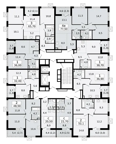 Количество комнат: 2,  38.7 кв.м.