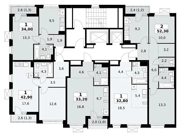 Количество комнат: 1,  34 кв.м.