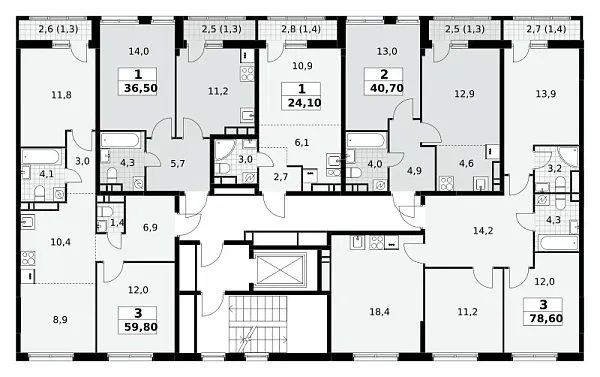 Количество комнат: 3,  59.8 кв.м.