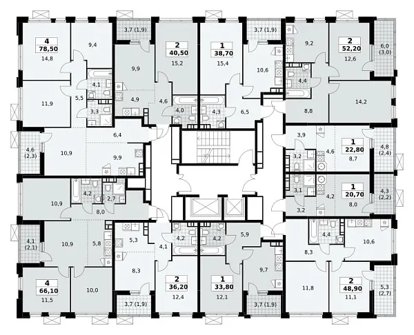 Количество комнат: 2,  48.9 кв.м.