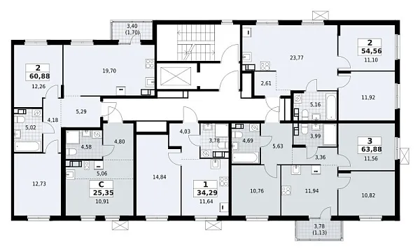 Количество комнат: 1,  25.35 кв.м.