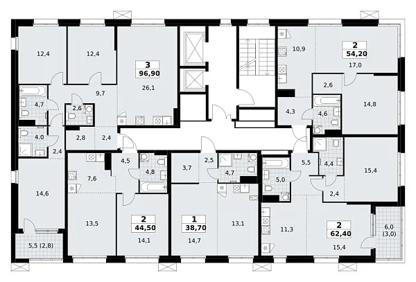 Количество комнат: 3,  96.9 кв.м.