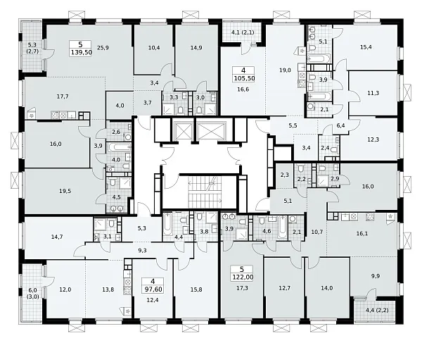 Количество комнат: 4,  97.6 кв.м.