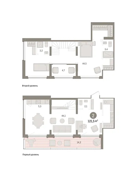 Новая 2-к квартира
 121.49 м² на 8/9 этаже в ЖК «Речной порт» в городе Тюмень 