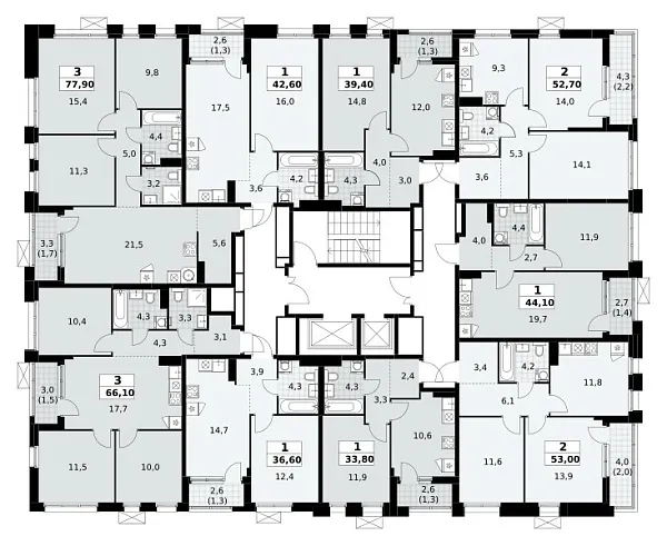 Количество комнат: 3,  77.9 кв.м.
