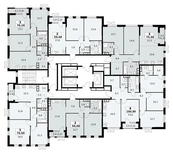 Количество комнат: 3,  75.3 кв.м.