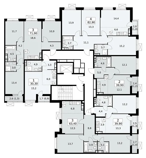 Количество комнат: 3,  71.9 кв.м.