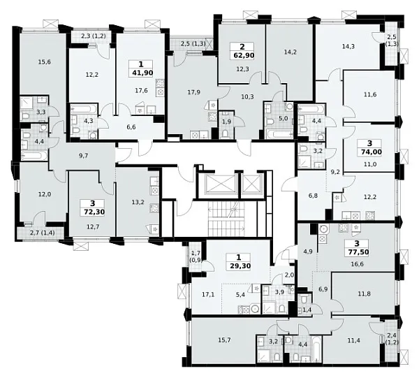 Количество комнат: 3,  77.5 кв.м.