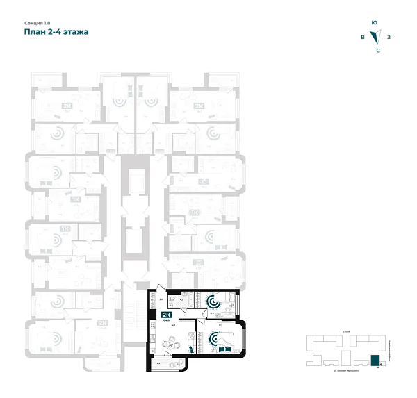Количество комнат: 2,  64.8 кв.м.