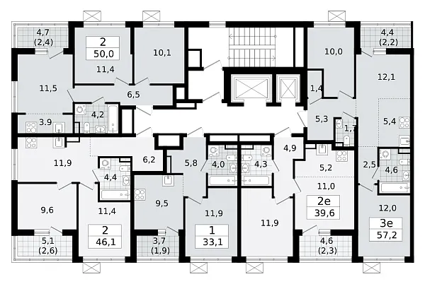 Количество комнат: 2,  39.6 кв.м.