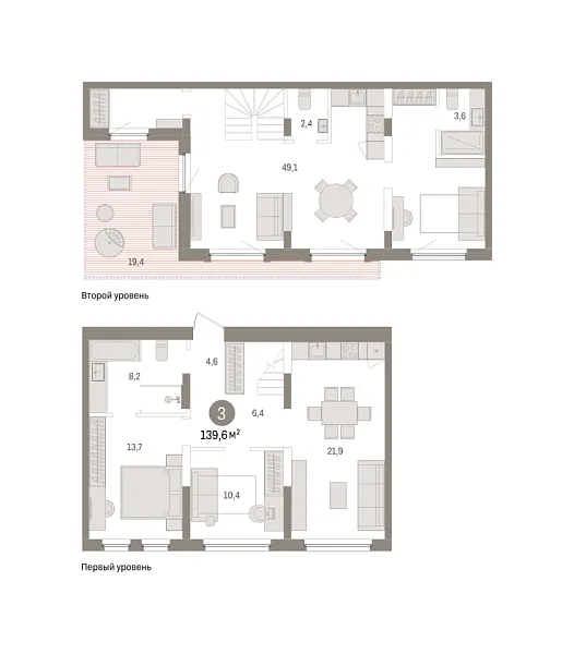 Новая 2-к квартира
 139.58 м² на 7/7 этаже в ЖК «Зарека» в городе Тюмень 