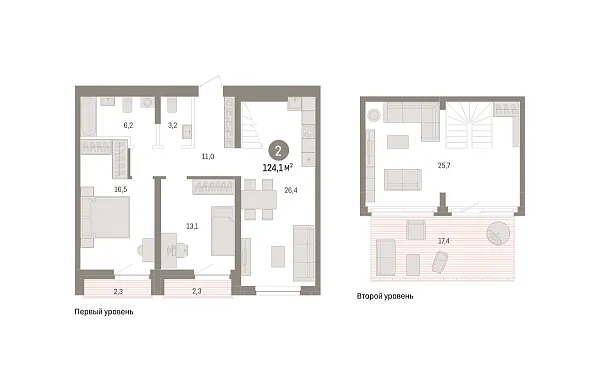 Новая 2-к квартира
 124.1 м² на 10/10 этаже в ЖК «Речной порт» в городе Тюмень 