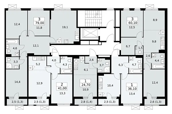 Количество комнат: 3,  79 кв.м.