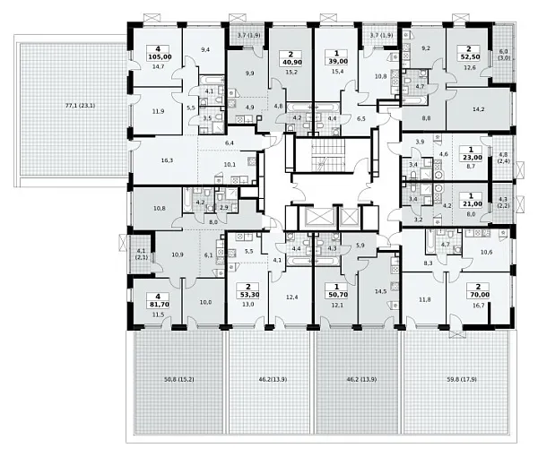 Количество комнат: 4,  105 кв.м.