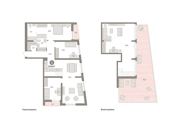 Новая 3-к квартира
 227.9 м² на 10/10 этаже в ЖК «Речной порт» в городе Тюмень 