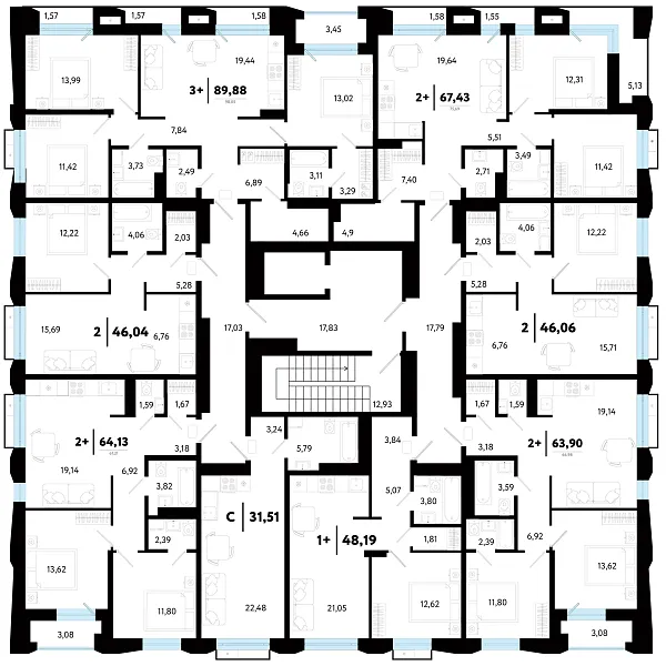 Количество комнат: 1,  46.06 кв.м.