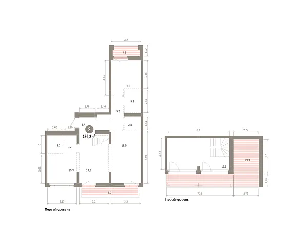 Количество комнат: 2,  136.21 кв.м.